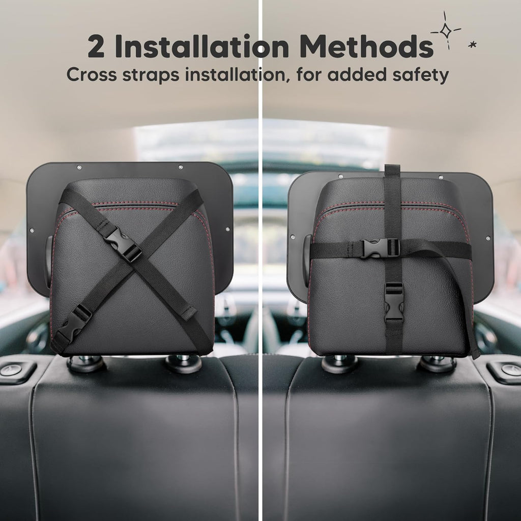 Large Shatterproof Baby Car Mirror - Safety Car Seat Mirror for Rear Facing Infant - Wide Shatterproof  Car Baby Mirror - Carseat Mirrors - Fully Assembled Baby Car Mirror (Matte Black)